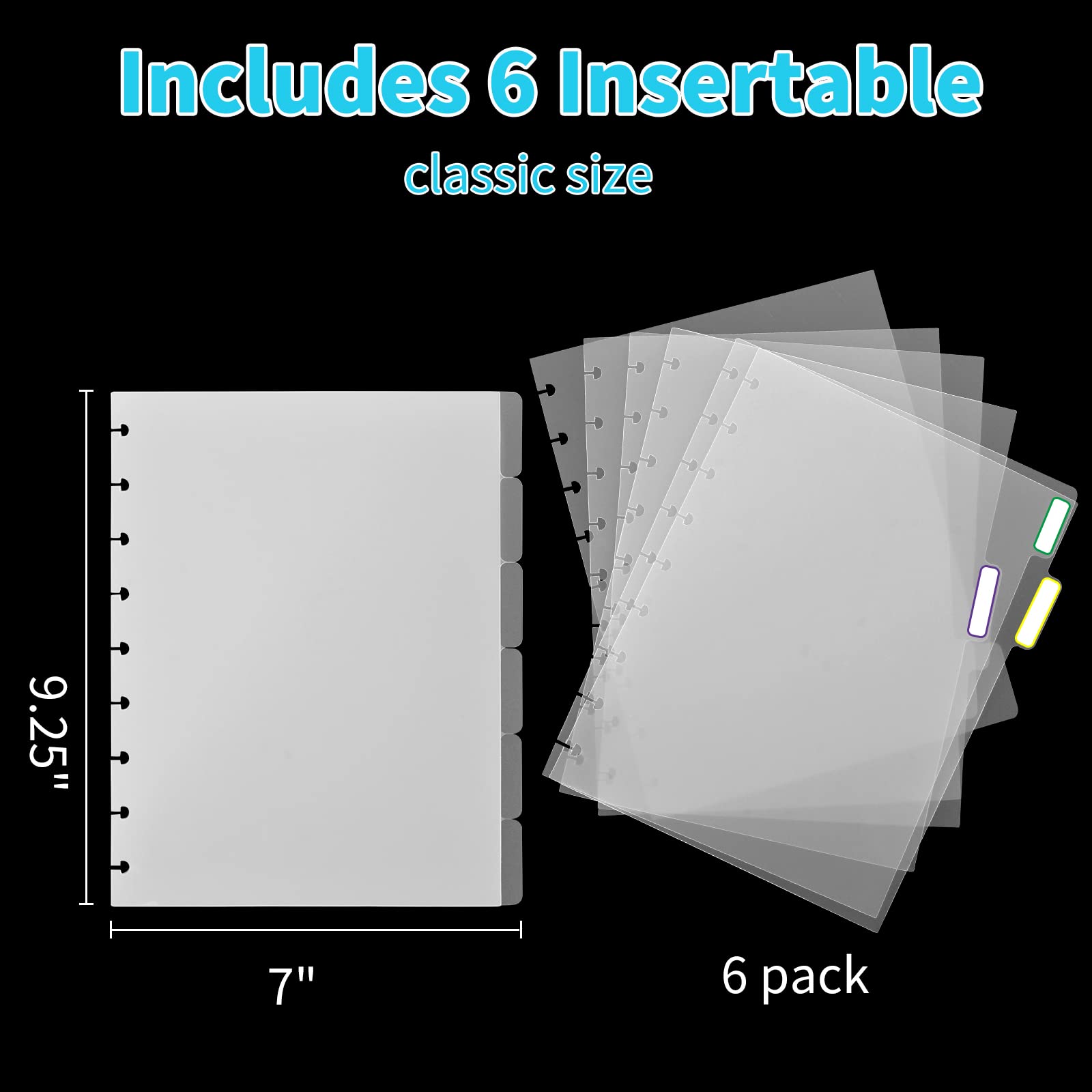 Amazon | 6タブ 7インチ x 9.25インチ クラシックサイズ ページ